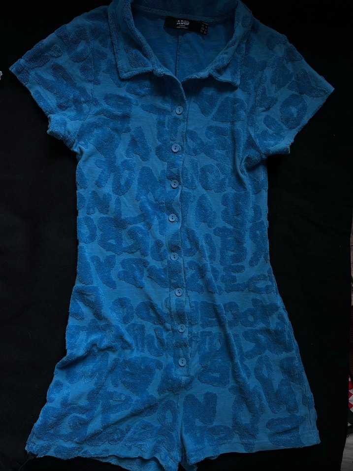 Urban Outfitters Mavi Düğmeli Yakalı Mini Tulum - Görsel 2