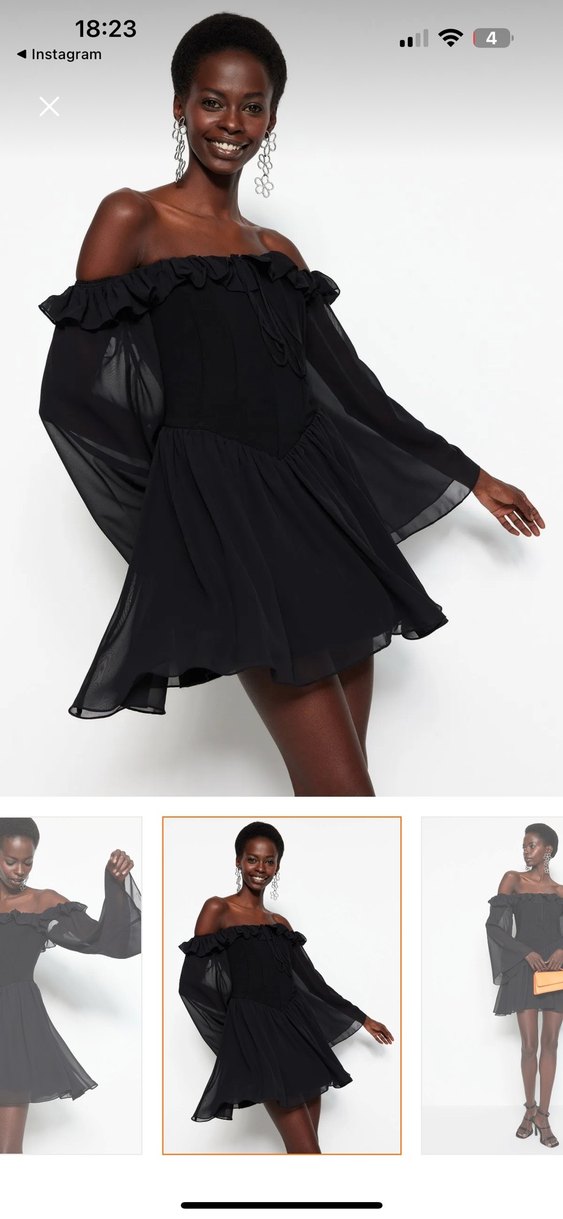 Siyah Fırfırlı Gotik Midi Elbise - Görsel 3