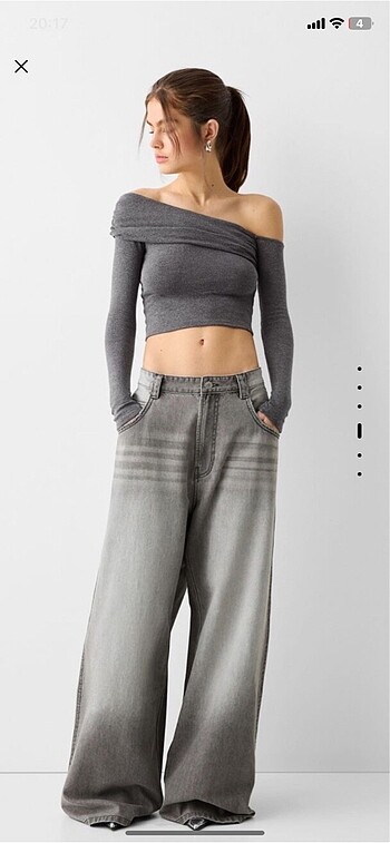m Beden gri Renk Bershka etiketli bluz