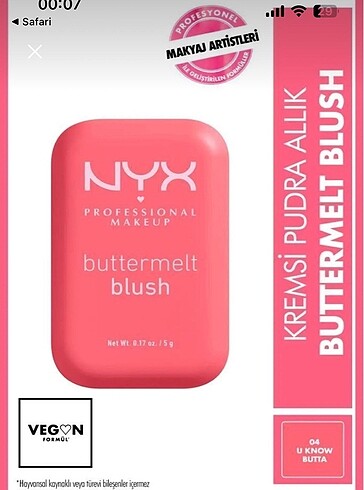 Nyx allık 04 U know butta