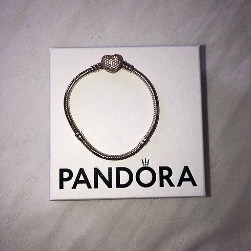 Pandora Pandora pave kalp klipsli bileklik rose gold taşlı pembe altın k