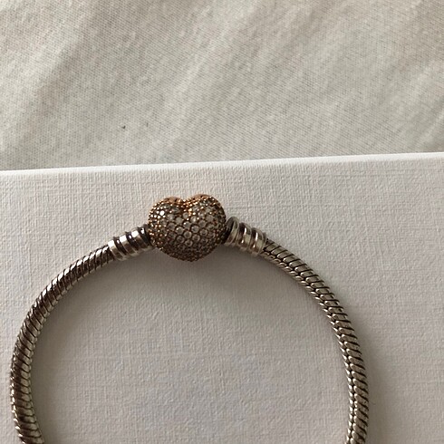 Beden pembe Renk Pandora pave kalp klipsli bileklik rose gold taşlı pembe altın k