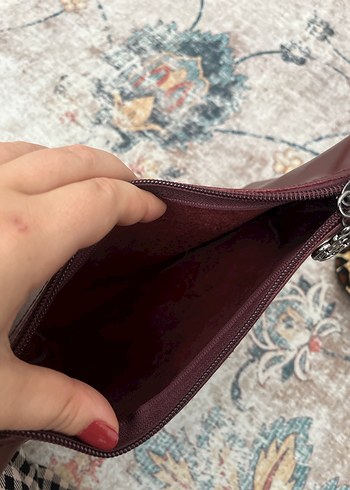 Beden bordo Renk Bordo Örgü Detaylı Kadın Çanta