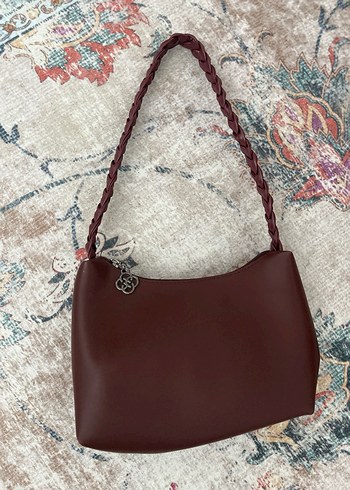 Bordo Örgü Detaylı Kadın Çanta - Görsel 3