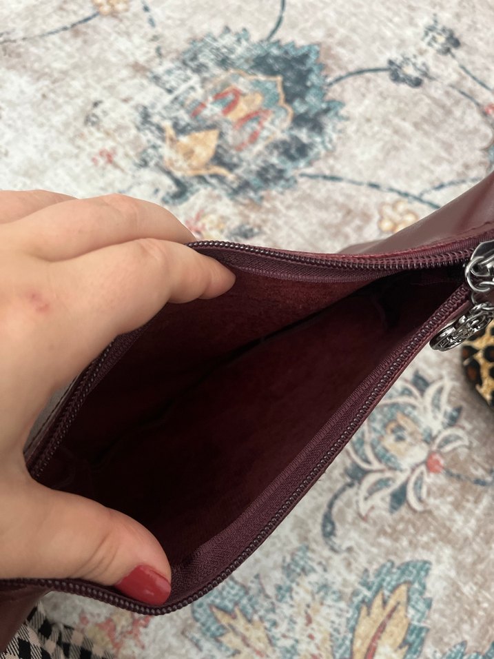 Bordo Örgü Detaylı Kadın Çanta - Görsel 4