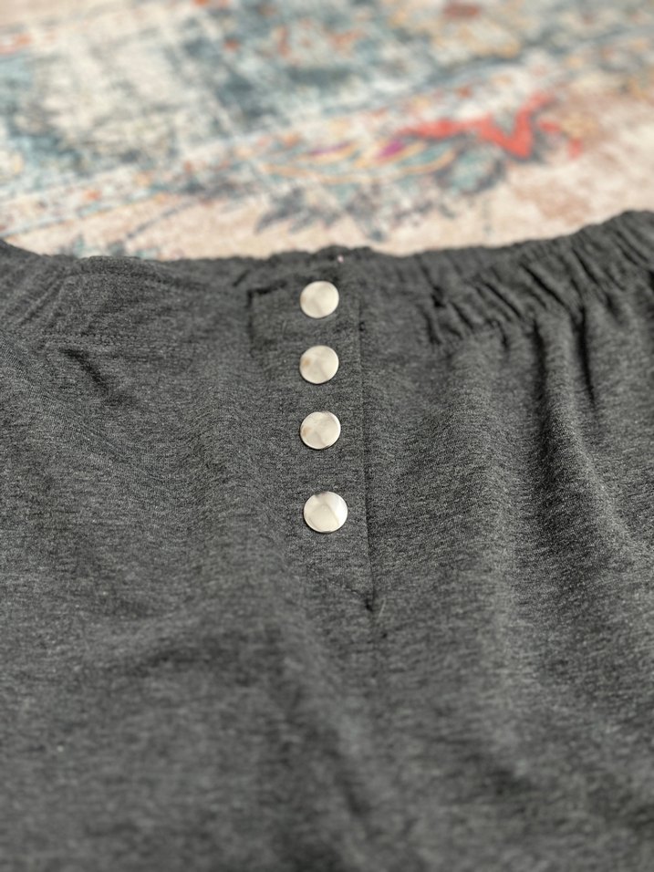 Düğmeli Gri Kadın Sweatpant - Görsel 3