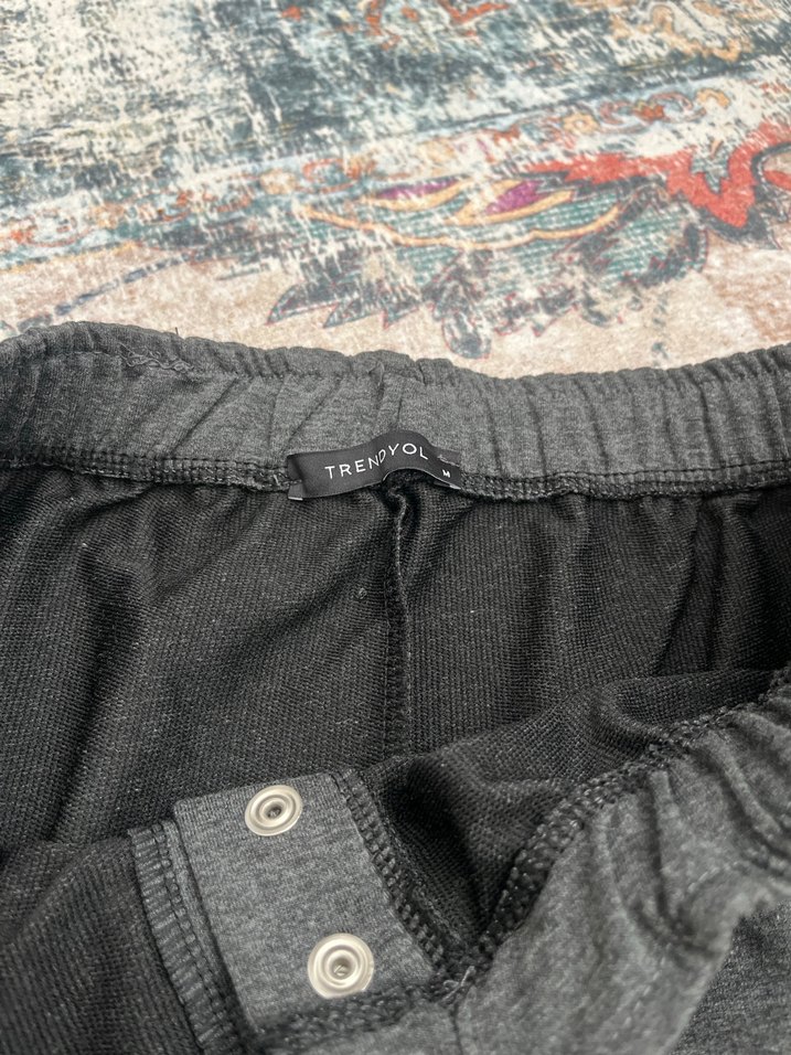 Düğmeli Gri Kadın Sweatpant - Görsel 5