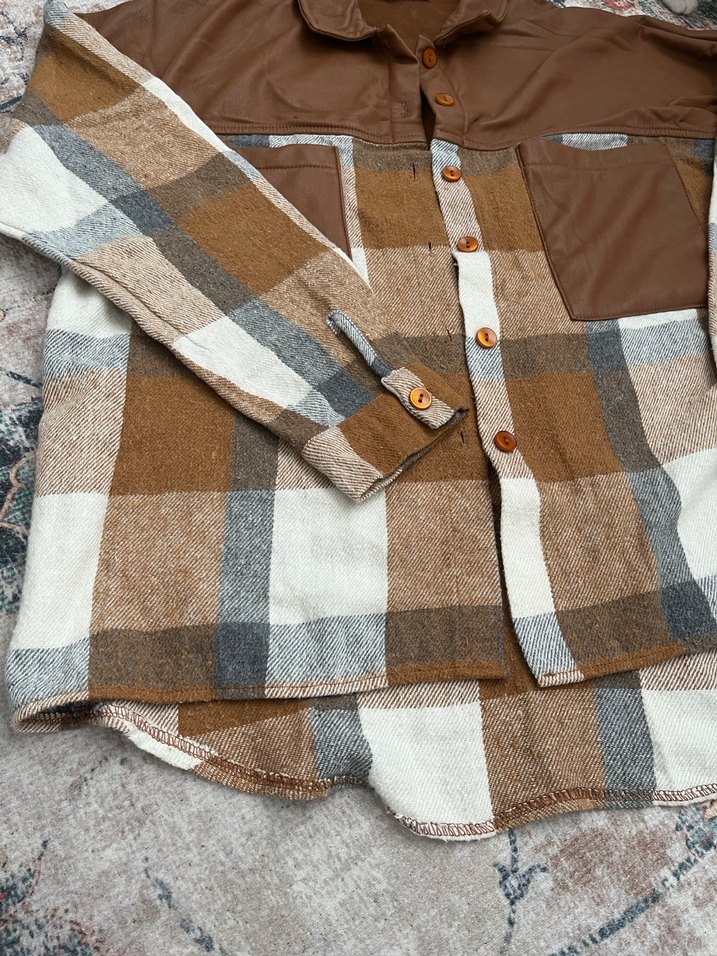 Deri Detay Oduncu Gömlek - Görsel 2