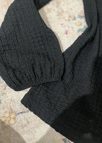 Siyah Bürümcük Uzun Kollu Bluz - Görsel 7