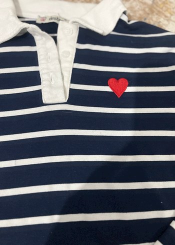 Lacivert Çizgili Uzun Kollu Polo Tişört - Görsel 6