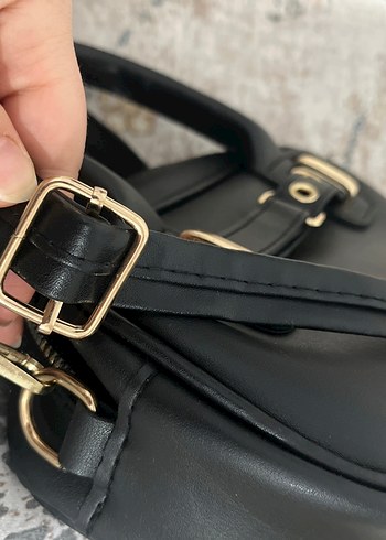 Tokalı Siyah Deri Kadın Çanta - Görsel 2