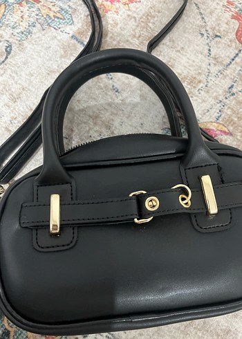 Tokalı Siyah Deri Kadın Çanta - Görsel 5