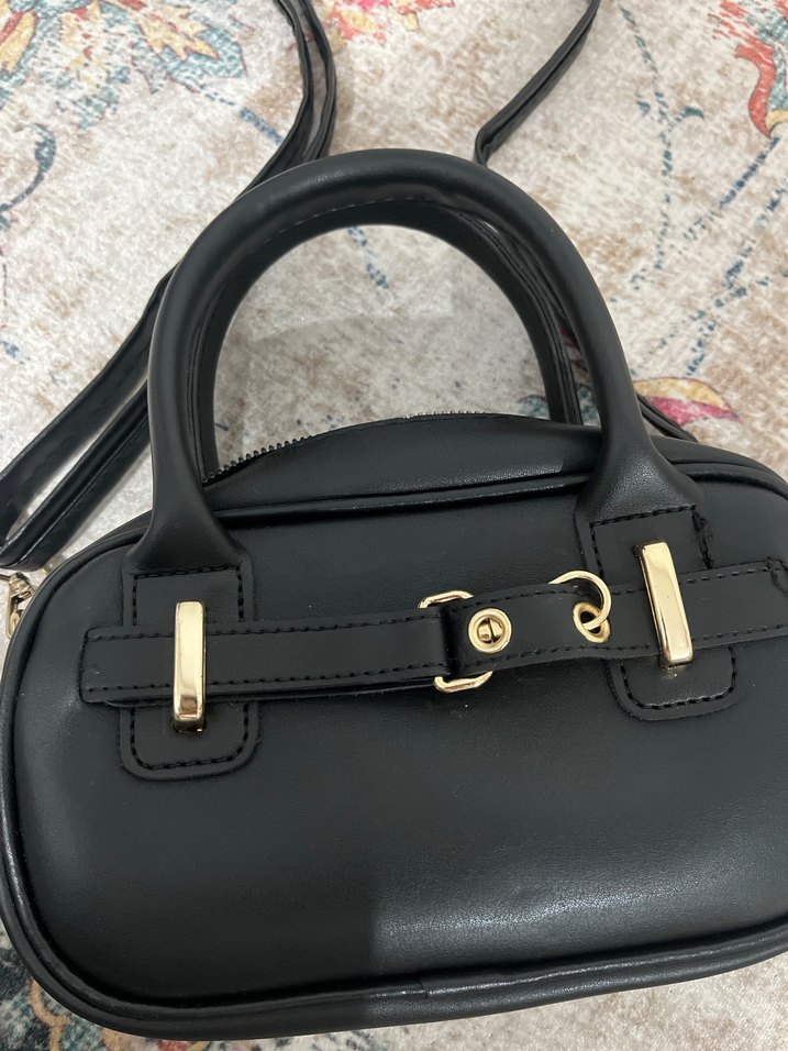 Tokalı Siyah Deri Kadın Çanta - Görsel 5