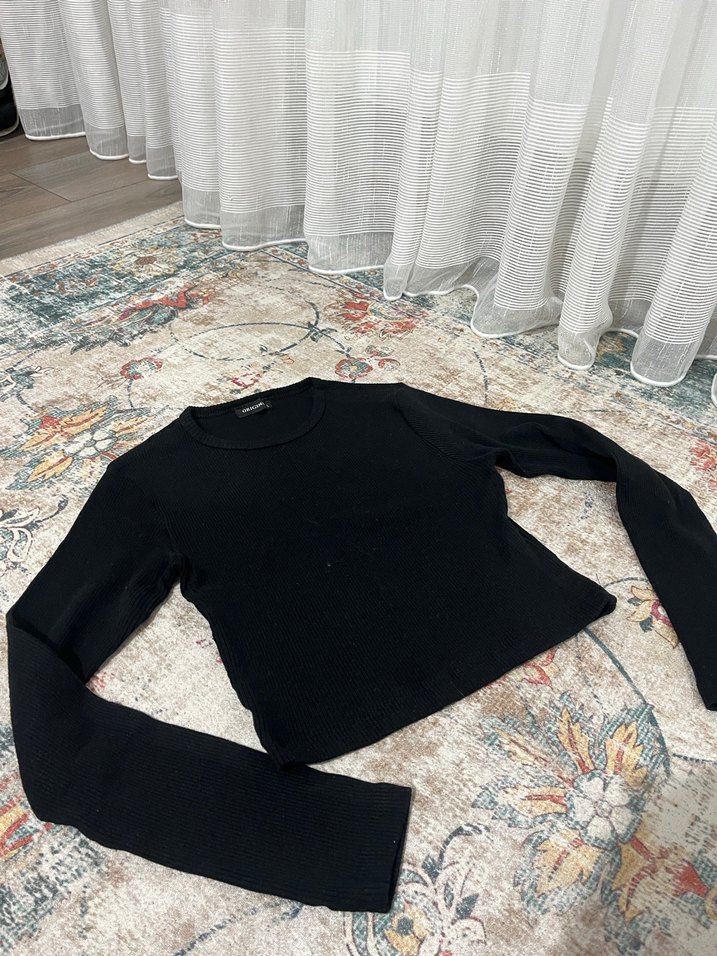 Siyah Kadın Uzun Kollu İnce Triko Kazak - Görsel 2