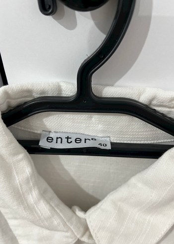 Düğmeli Beyaz Keten Kadın Gömlek - Görsel 5