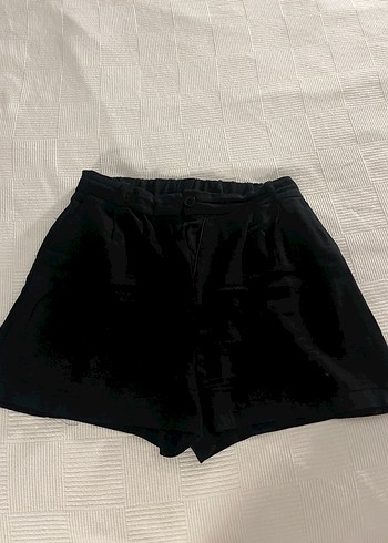 Siyah Mini Keten Şort