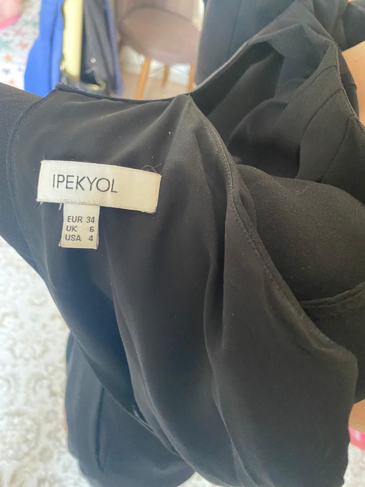 Kadın Siyah Midi Kemerli Tulum - Görsel 4