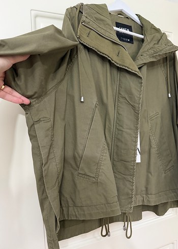 Zara haki renk oversize parka - Görsel 6