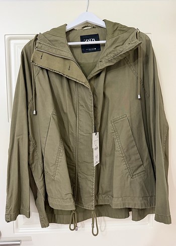 Zara haki renk oversize parka - Görsel 4