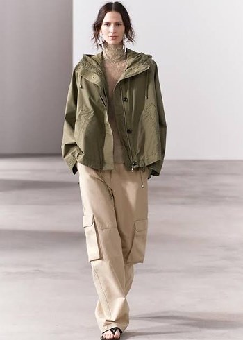 Zara haki renk oversize parka - Görsel 2