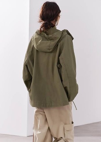 Zara haki renk oversize parka - Görsel 3