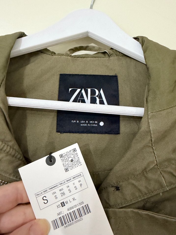 Zara haki renk oversize parka - Görsel 5