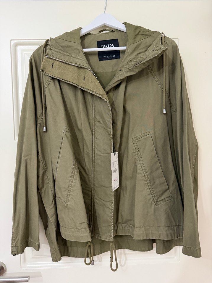 Zara haki renk oversize parka - Görsel 4
