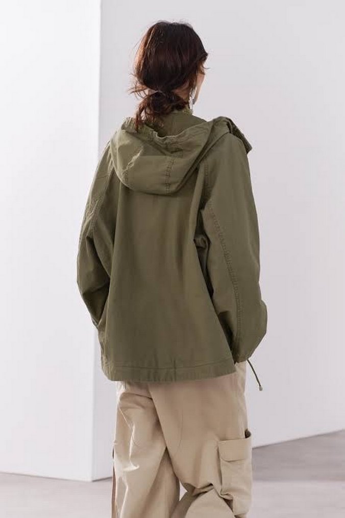 Zara haki renk oversize parka - Görsel 3