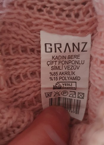 Kadın Bej Örgü Bere Çift Ponponlu - Görsel 2