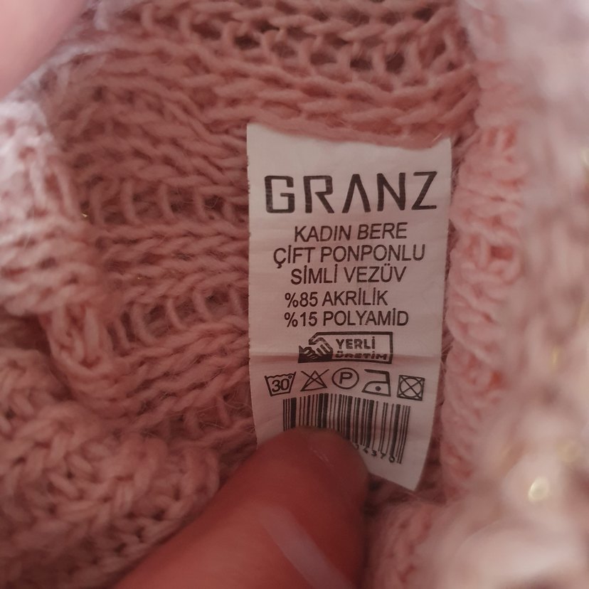 Kadın Bej Örgü Bere Çift Ponponlu - Görsel 2