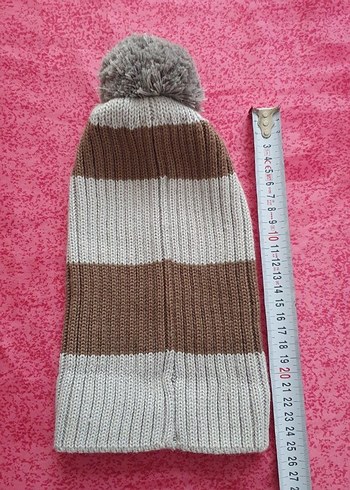 Kadın Gri-Bej Örgü Ponponlu Bere - Görsel 4