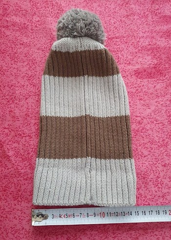 Kadın Gri-Bej Örgü Ponponlu Bere - Görsel 3