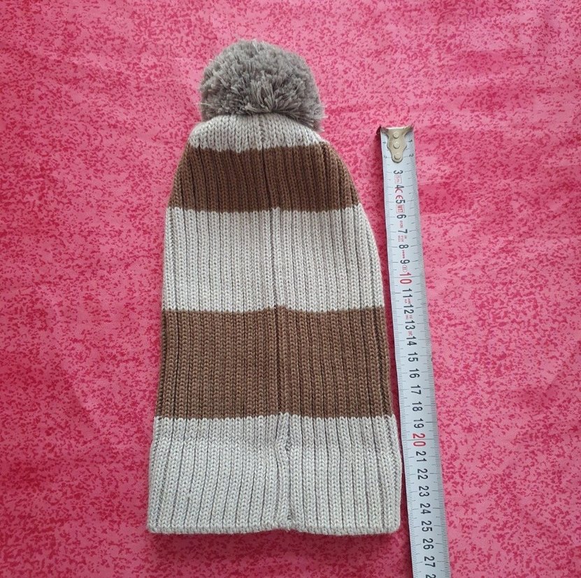 Kadın Gri-Bej Örgü Ponponlu Bere - Görsel 4