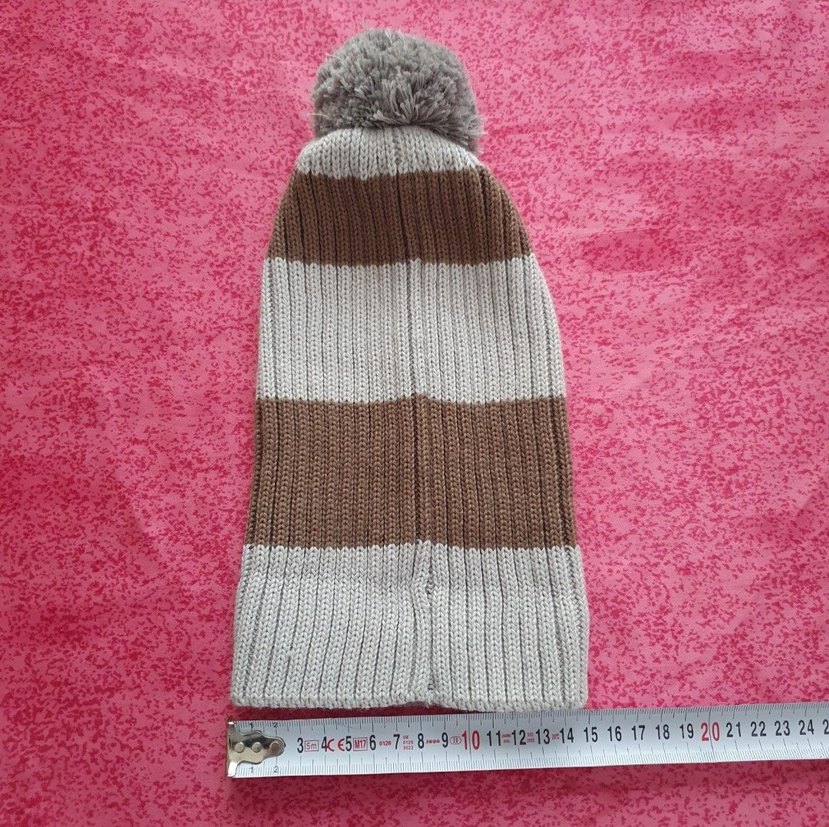 Kadın Gri-Bej Örgü Ponponlu Bere - Görsel 3