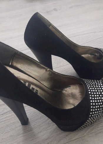 Elle Marka Siyah Parlak Taşlı Gotik Yüksek Topuklu Ayakkabı - Görsel 3