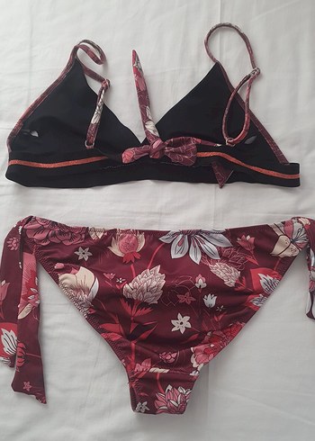 Trendyol & Milla Trendyol Bordo Çiçek Desenli Dantelli Bohem Bikini