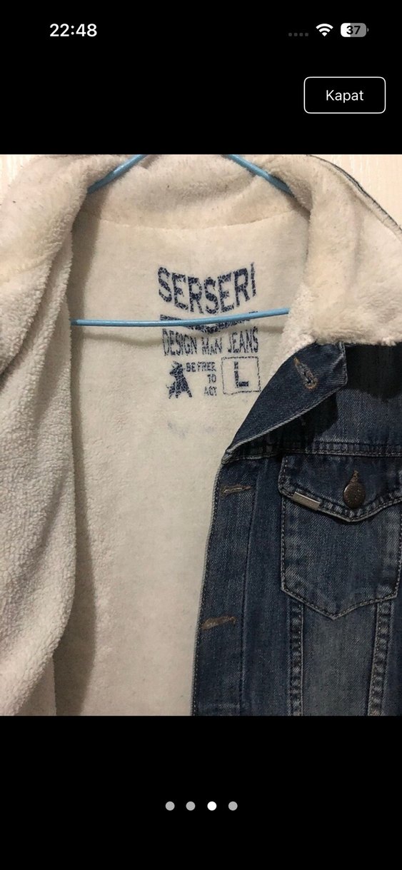 Düğmeli Mavi  kot Ceket uniseks - Görsel 4