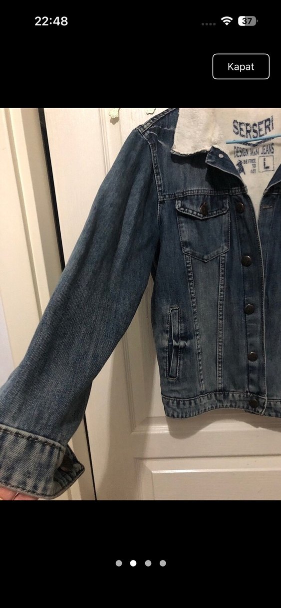 Düğmeli Mavi  kot Ceket uniseks - Görsel 3