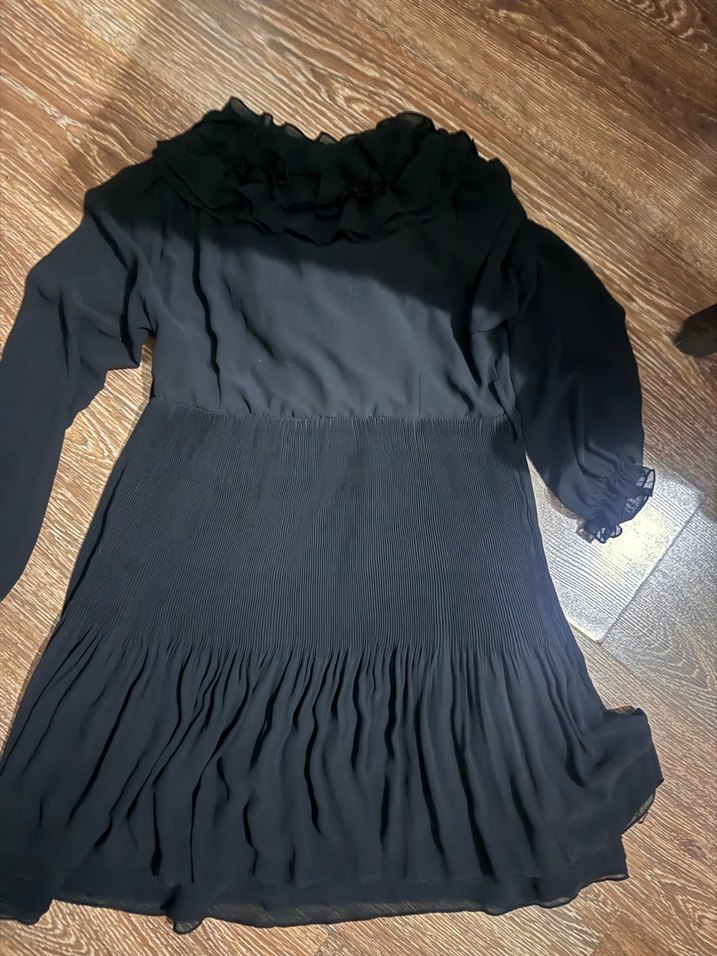 Uzun Kollu Siyah Gotik Abiye Elbise - Görsel 2