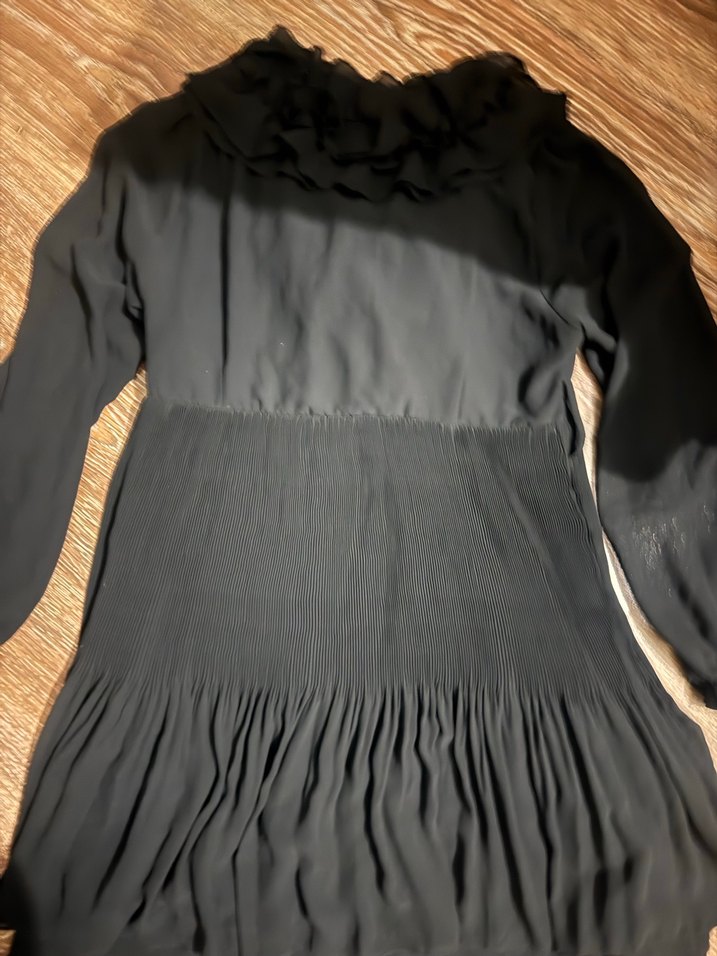 Uzun Kollu Siyah Gotik Abiye Elbise - Görsel 3