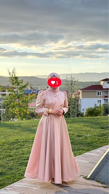 Pudra özel dikim tesettür abiye