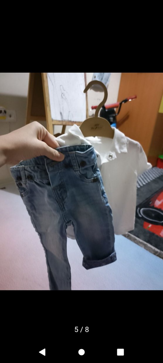 Erkek Çocuk Rahat Kesim Denim Pantolonlar polo yaka gömlek pamuk - Görsel 5