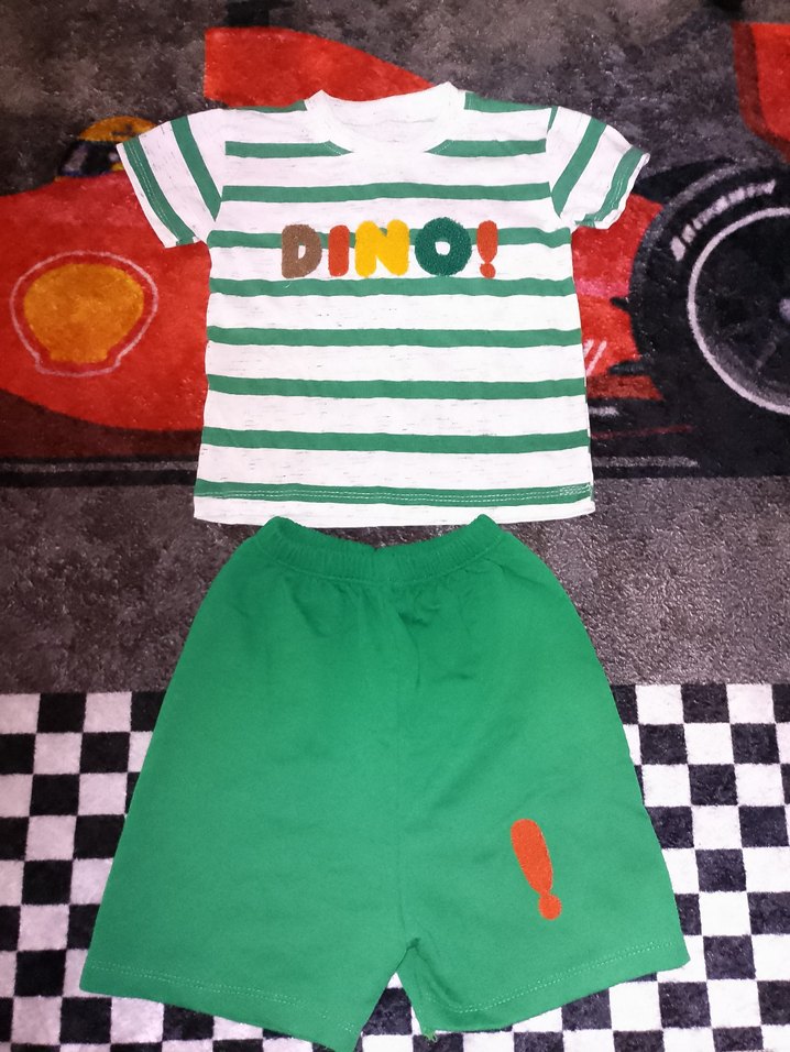 Renkli Dino Baskılı Erkek Bebek Takımı - Görsel 2