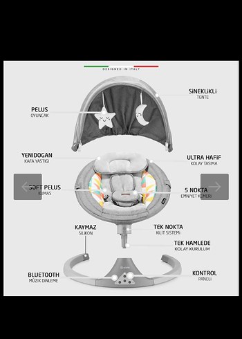 3 Kademe Sırt Ayarlı Gri Bebek Ana kucağı - Görsel 3