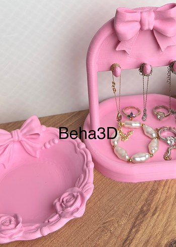 Pembe Fiyonk Detaylı Takı ve Makyaj Organizeri - Görsel 4