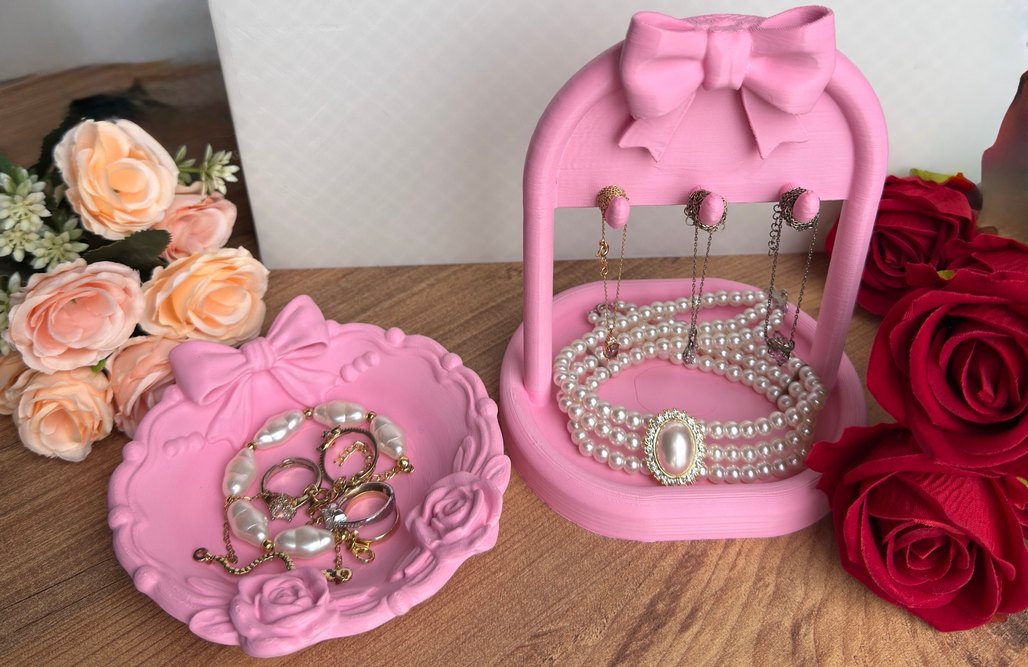 Pembe Fiyonk Detaylı Takı ve Makyaj Organizeri - Görsel 3