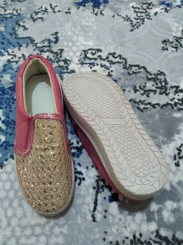 Pembe Parlak Simli Kız Çocuk Spor Ayakkabı - Görsel 2