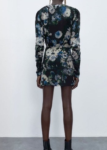 Çiçek Desenli Uzun Kollu Midi Elbise - Görsel 4