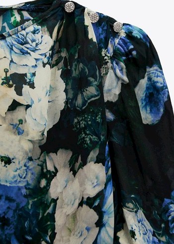 Çiçek Desenli Uzun Kollu Midi Elbise - Görsel 6