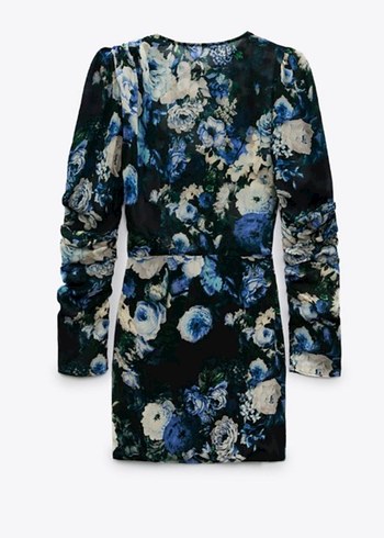 Çiçek Desenli Uzun Kollu Midi Elbise - Görsel 5